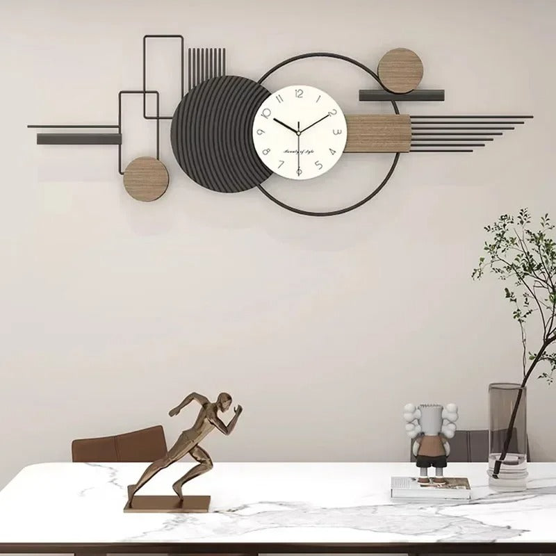 Geometric Metal & Wood Wall Clock | Geova