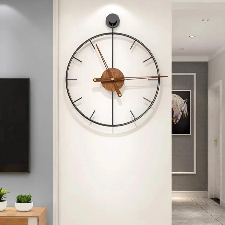 Black Metal & Wood Designer Wall Clock | Verno