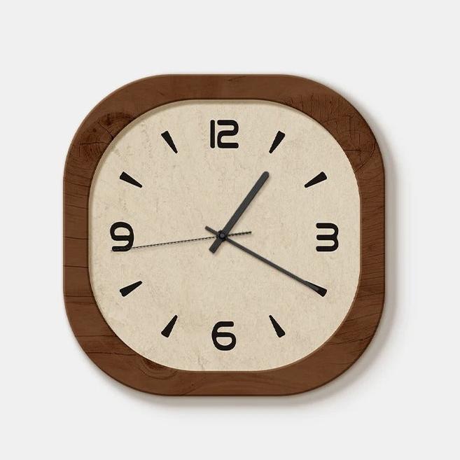 Vintage Rounded-Square Wooden Wall Clock | Roven