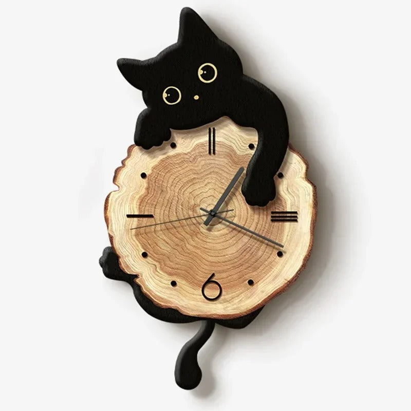 Black Cat Pendulum Wall Clock | Neko