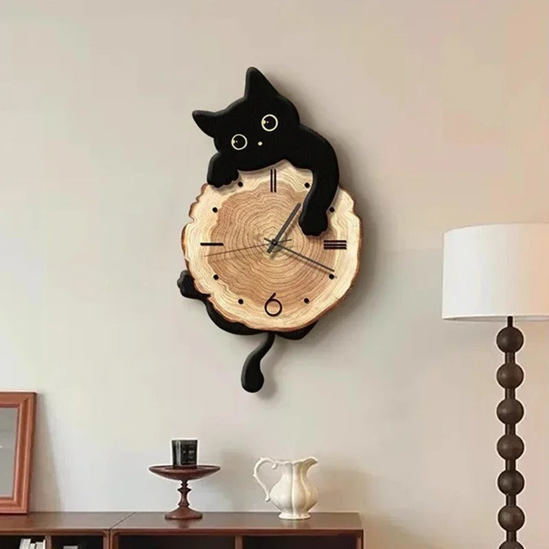 Black Cat Pendulum Wall Clock | Neko