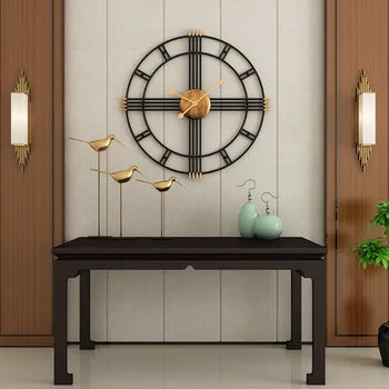 Black metal and golden wood wall clock | Krono