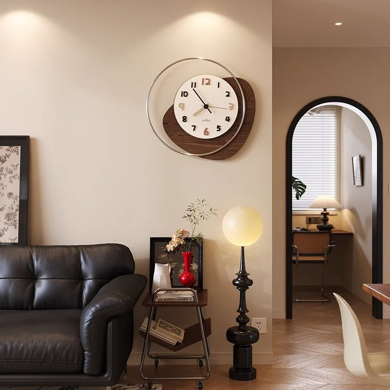 Modern Wood & Metal Wall Clock | Orva