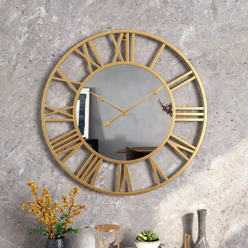 Mirrored wall clock with Roman numerals | Roma