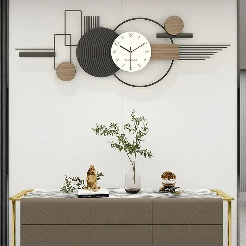 Geometric Metal & Wood Wall Clock | Geova