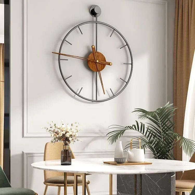 Black Metal & Wood Designer Wall Clock | Verno