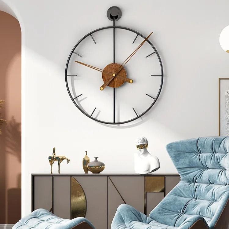 Black Metal & Wood Designer Wall Clock | Verno