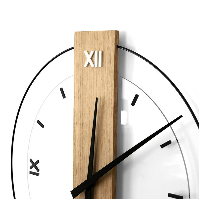 Round Wooden Wall Clock with Roman Numerals | Ravio