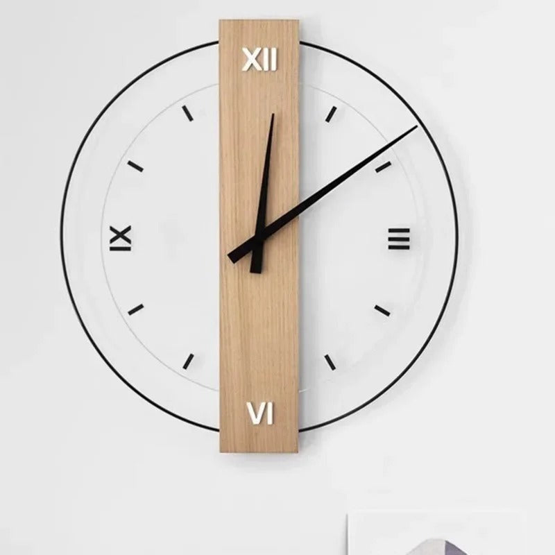 Round Wooden Wall Clock with Roman Numerals | Ravio