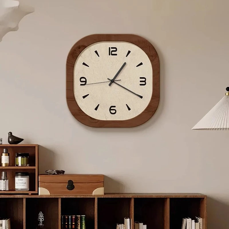 Vintage Rounded-Square Wooden Wall Clock | Roven