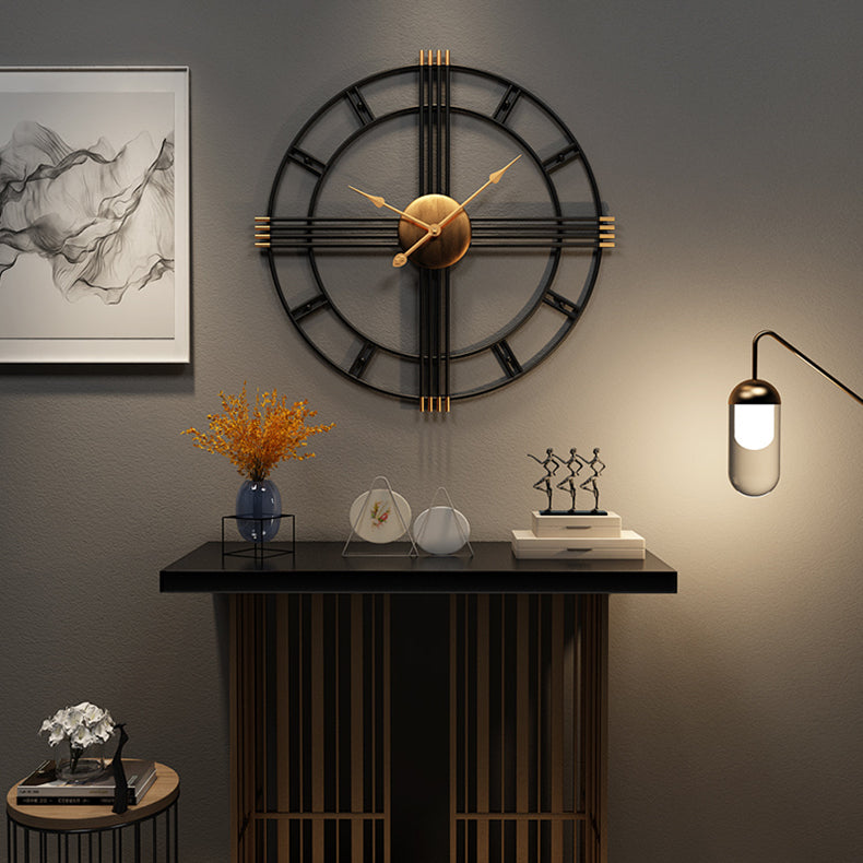 Black metal and golden wood wall clock | Krono