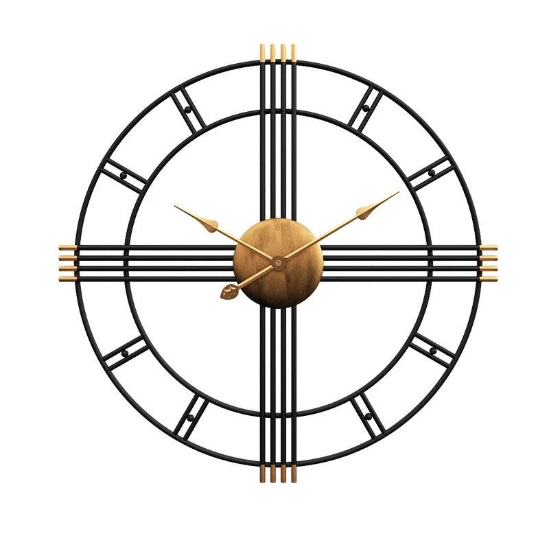 Black metal and golden wood wall clock | Krono