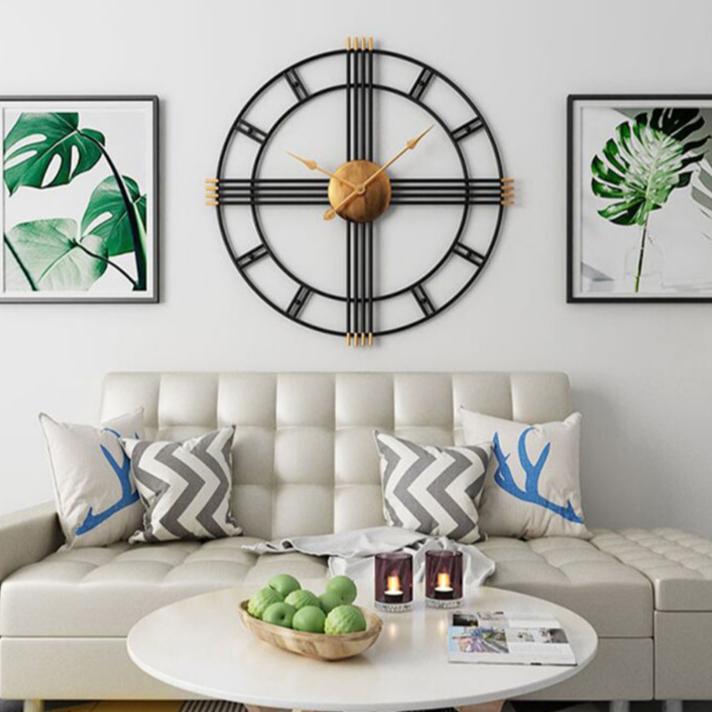 Black metal and golden wood wall clock | Krono