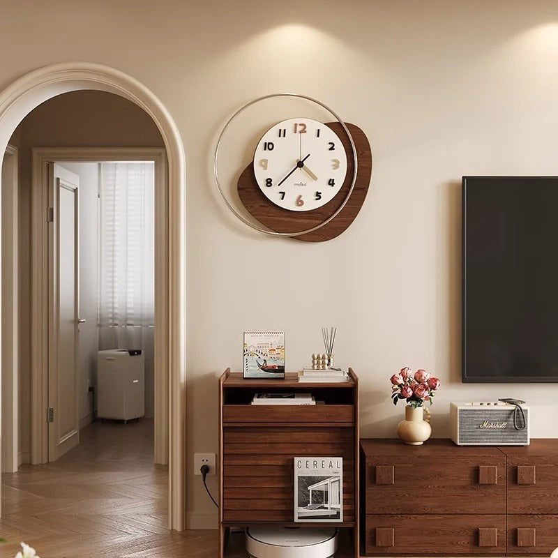 Modern Wood & Metal Wall Clock | Orva
