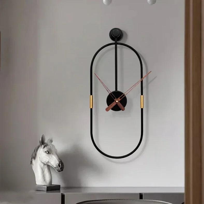 Oval Black Metal Wall Clock | Ovalo