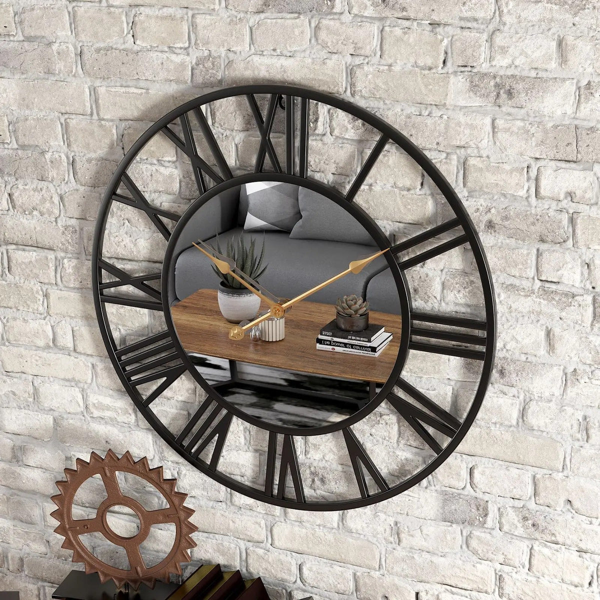 Mirrored wall clock with Roman numerals | Roma